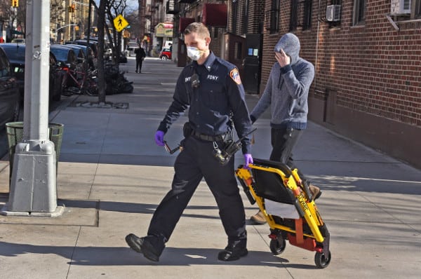 Picture of firefighter in New York City with mask on