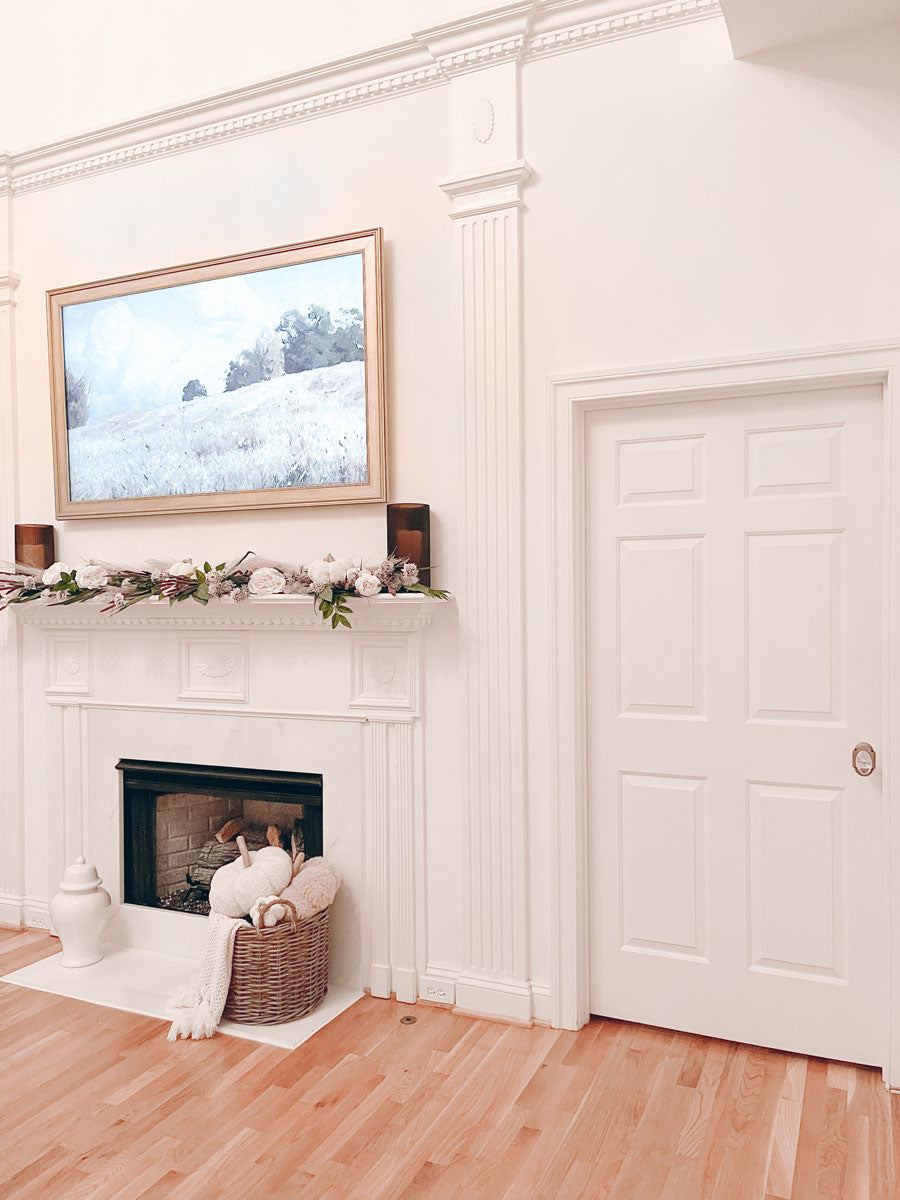 Kathryn Packard living room with fireplace and Nostalgic door hardware